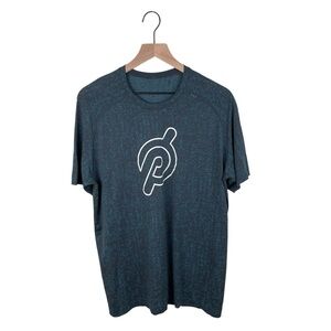 Lululemon Peloton Logo Metal Vent Tech Short Sleeve Tee Men's Size Large Blue